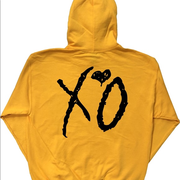 XO Hoodie Gold with Black Designs - Picture 2 of 2